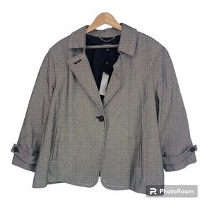 Talbots One Button‎ Textured Black White Jacket Blazer Casual Size 22